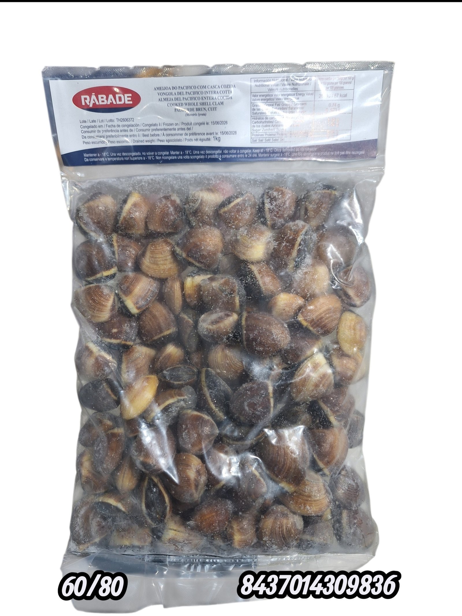 ALMEJA MARRON 60/80 RABADE 6X1KG