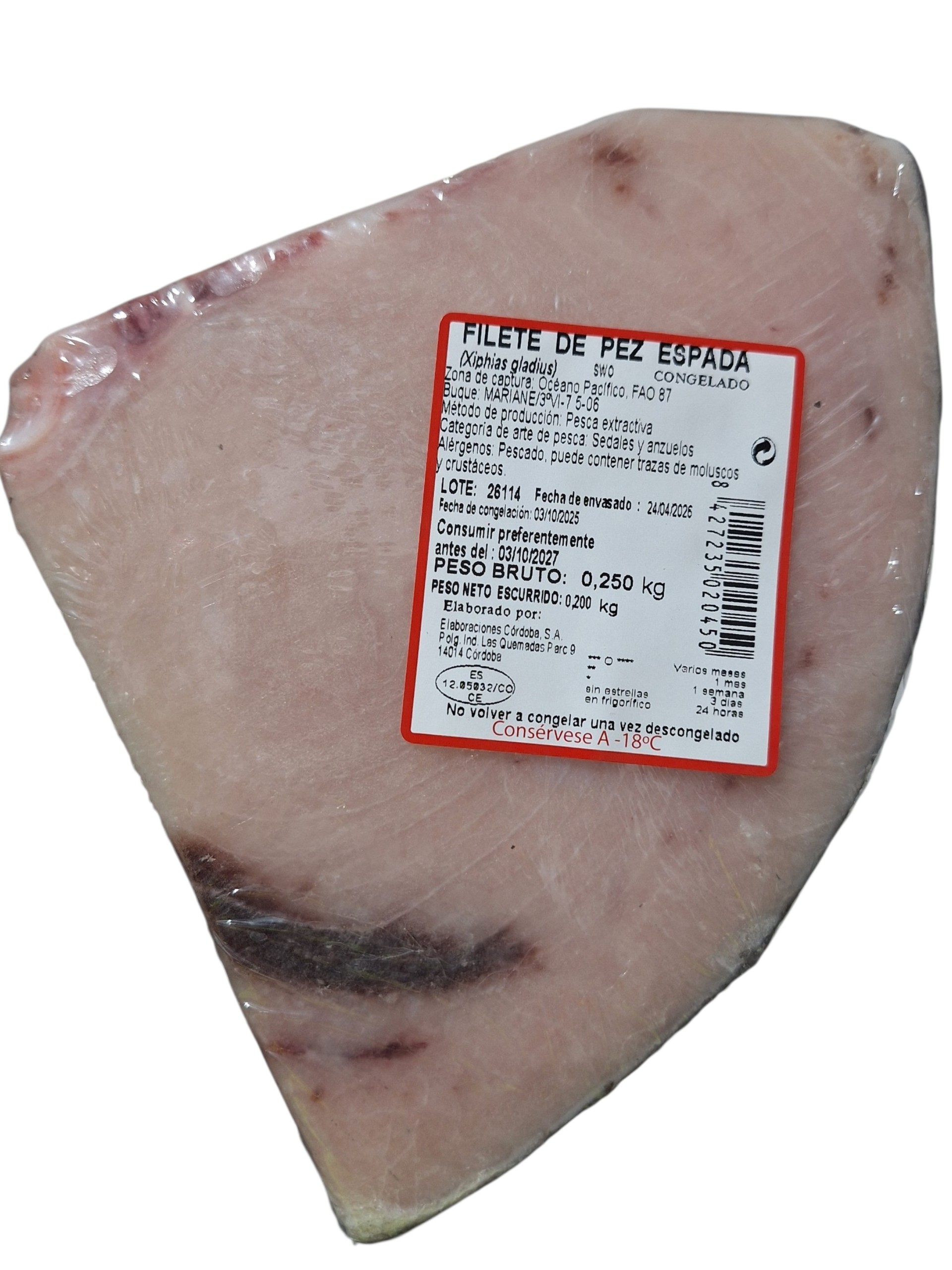 FILETE PEZ ESPADA 250GR 23UND