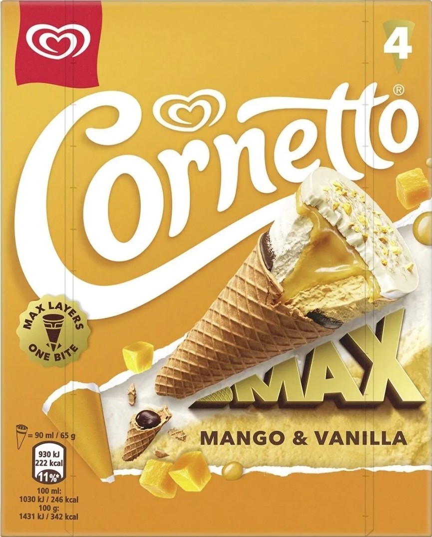 CORNETTO MAX MANGO VAINILLA FRIGO 6X4UND