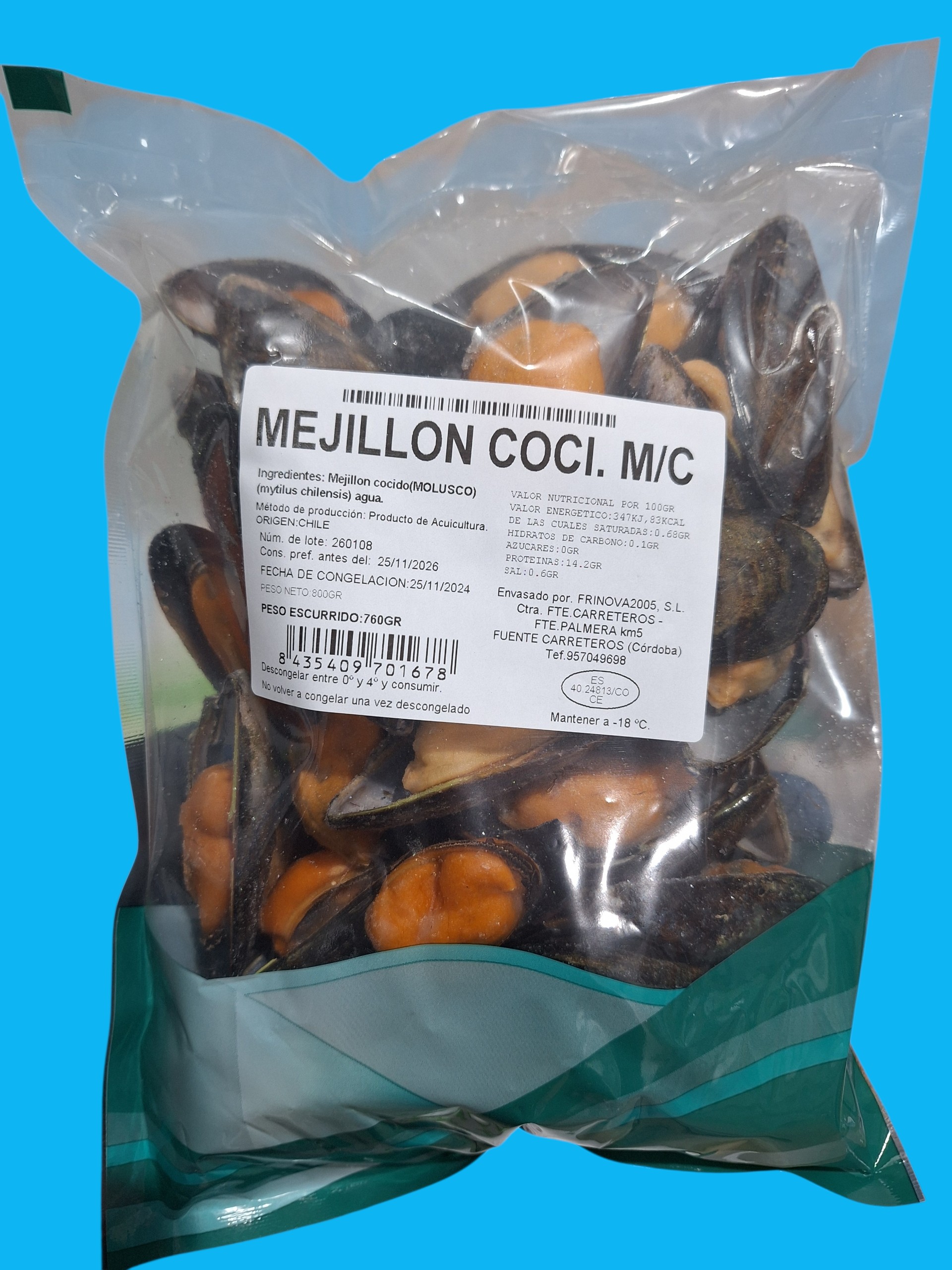 MEJILLON COCIDO M/C "PNG 6X800GR