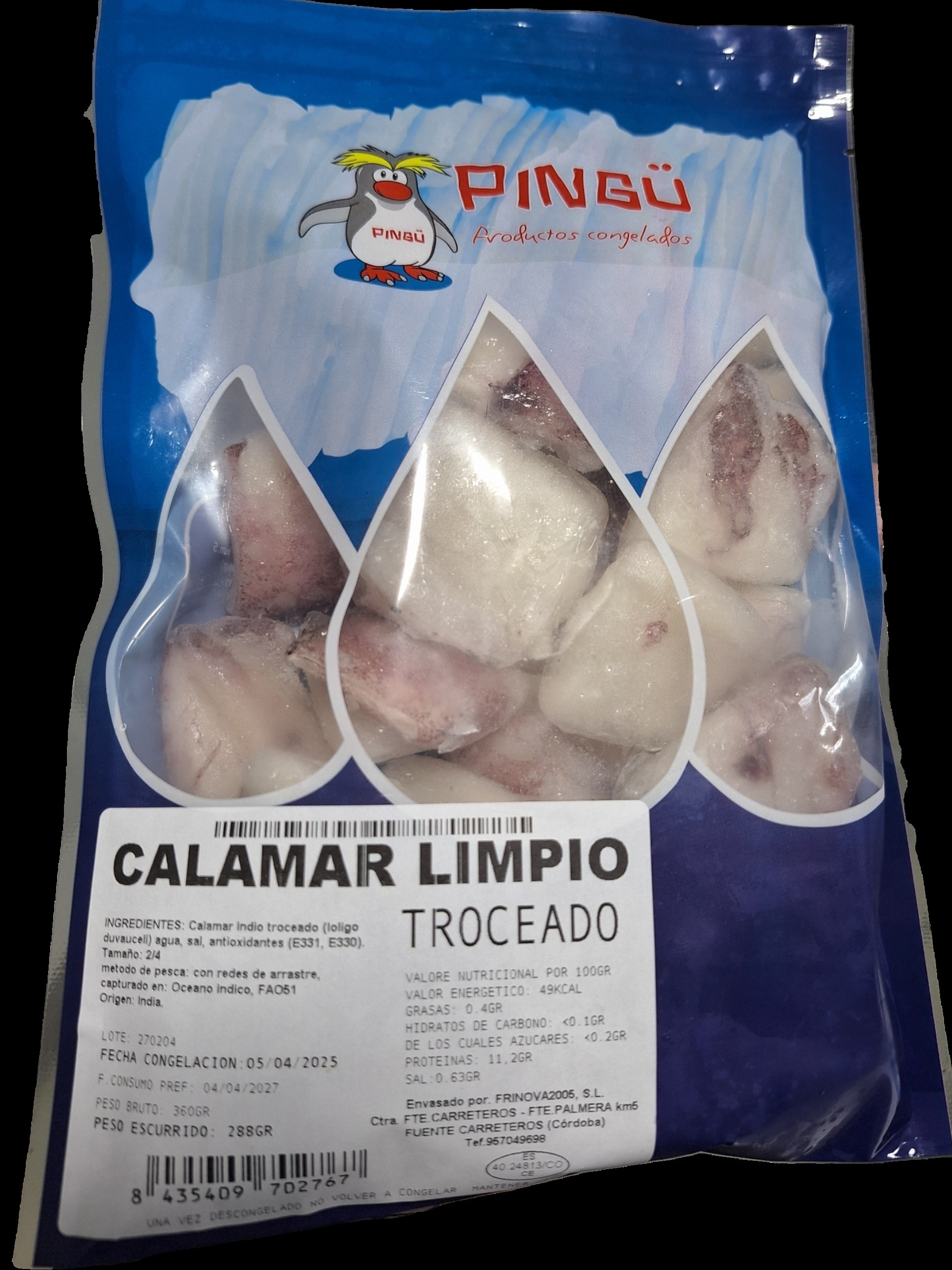 CALAMAR LIMPIO TROCEADO PNG 10X360GR